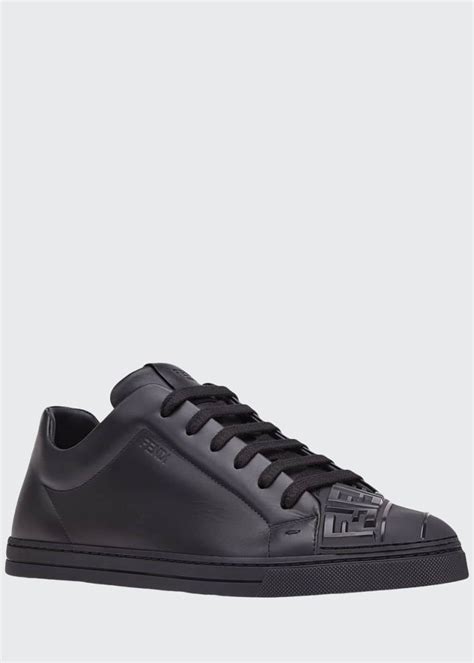 fendi men's embossed logo tonal leather sneakers|Black technical mesh running sneakers .